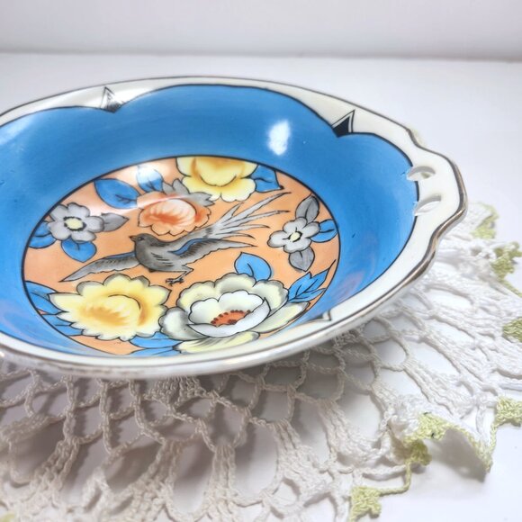 Noritake Bowl Hand Painted Bird and Flowers M Stamp Vintage Made in Japan - Picture 6 of 12